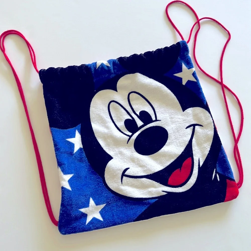 Disney Mickey Mouse Drawstring Bag Patriotic Red White Blue summer swim beach